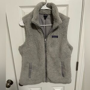 Women's Patagonia Los Gatos Deep Pile Grey Fleece Vest Sherpa Teddy Size Large